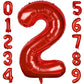 Paticool 40 Inch Red Number Balloon 2, Large Number Foil Balloons Mylar For Girl Boy Birthday Party Celebration Decorations Supp