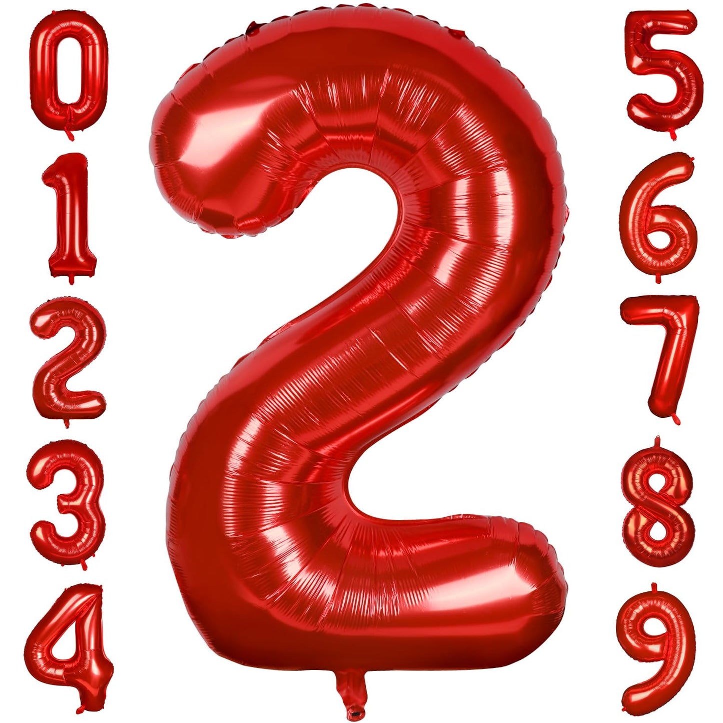 Paticool 40 Inch Red Number Balloon 2, Large Number Foil Balloons Mylar For Girl Boy Birthday Party Celebration Decorations Supp