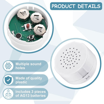 Konohan Mini Voice Recorder for Stuffed Animals - 3 Pcs DIY Custom Voice Message Device for Dolls & Plush Toys (60s Edition) - White