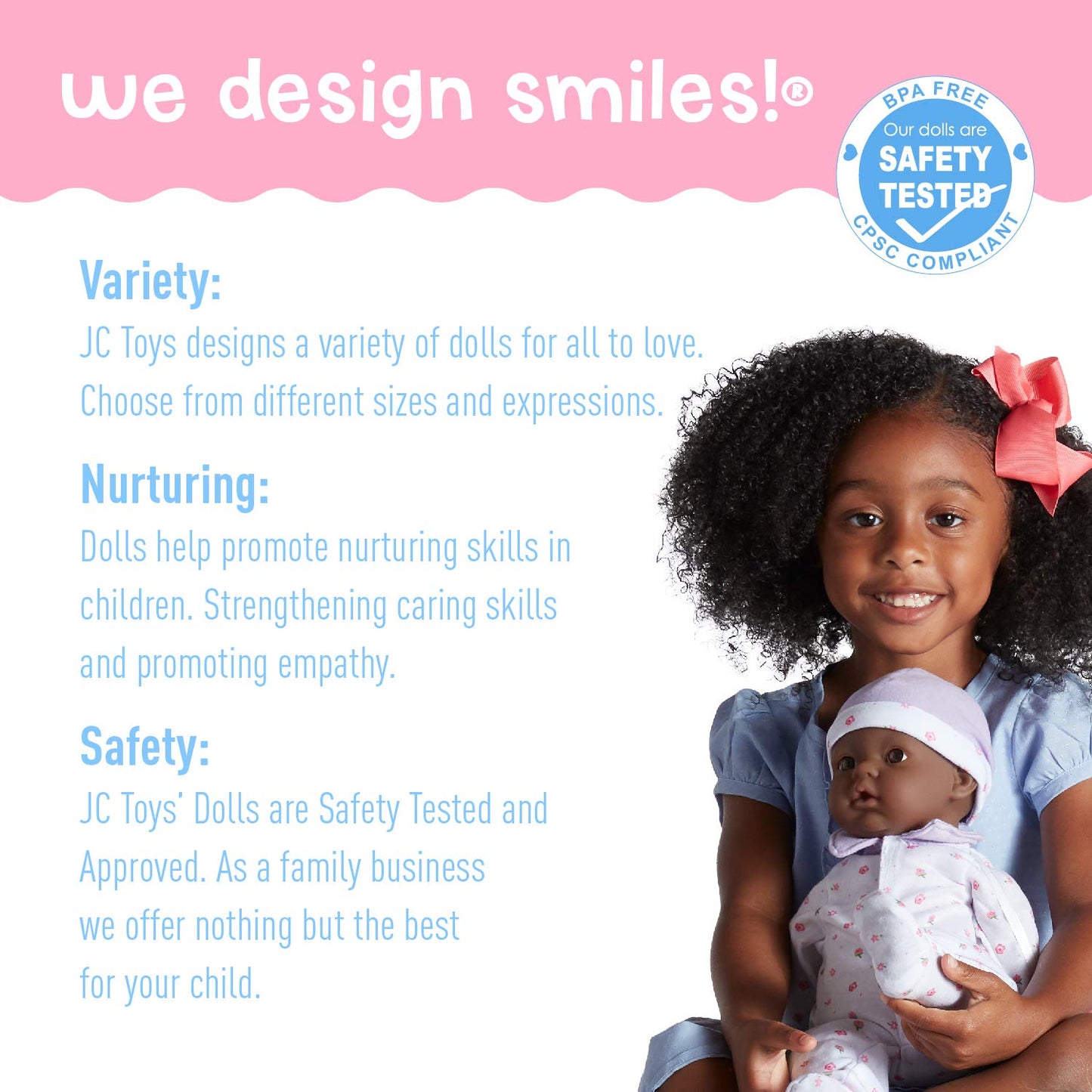 Jc Toys African American 16-Inch Medium Soft Body Baby Doll La Baby | Washable |Removable Purple Outfit W/ Hat And Pacifier | Fo