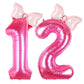 Kwuz 40 Inch Pink Number 12 Balloon with Mini Bow Balloons for Girls 12th Birthday Party Decoration, Pink Princess Western Cowgi