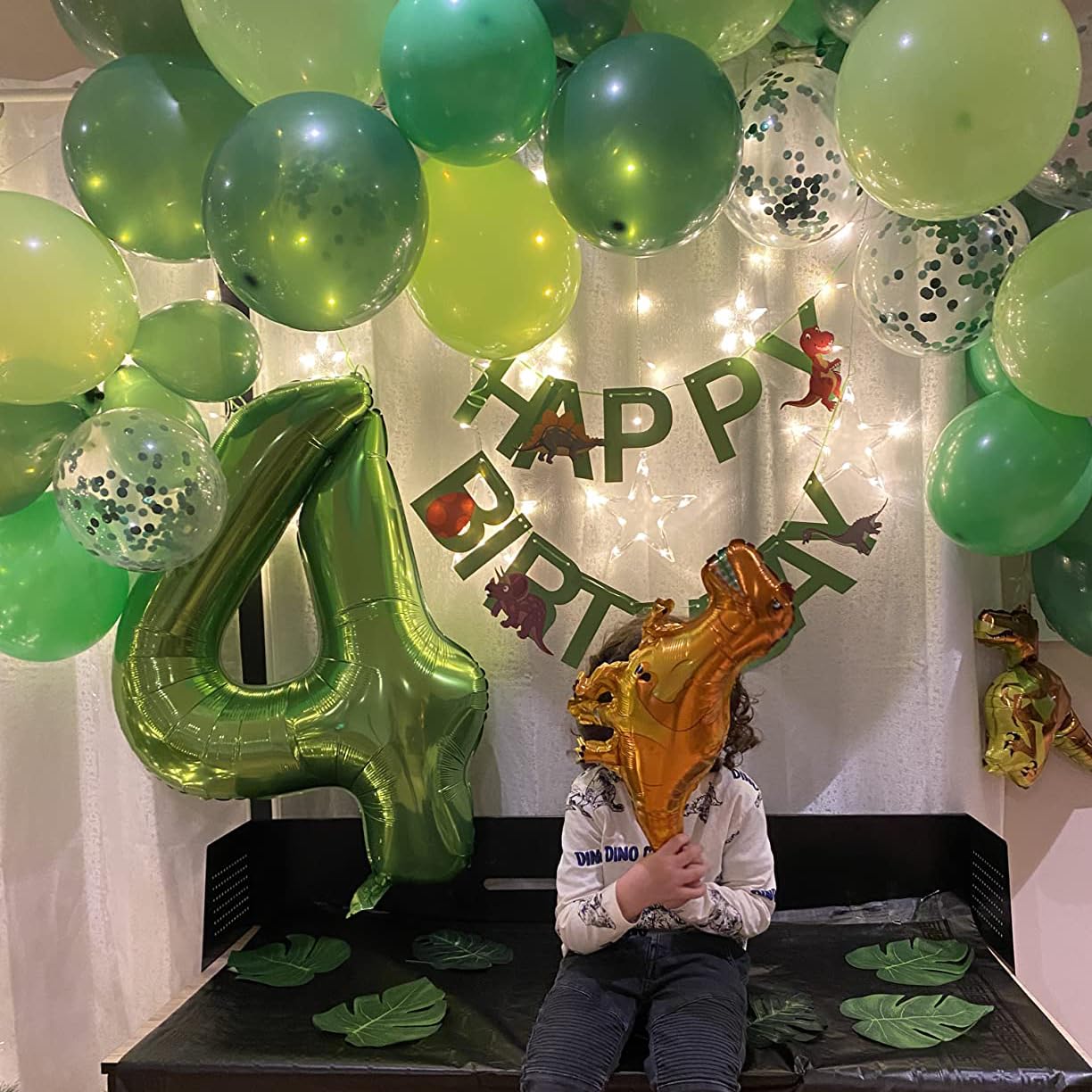 Paticool 40 Inch Green Number Balloon 4, Large Number Foil Balloons Mylar For Girl Boy Birthday Party Celebration Decorations Su