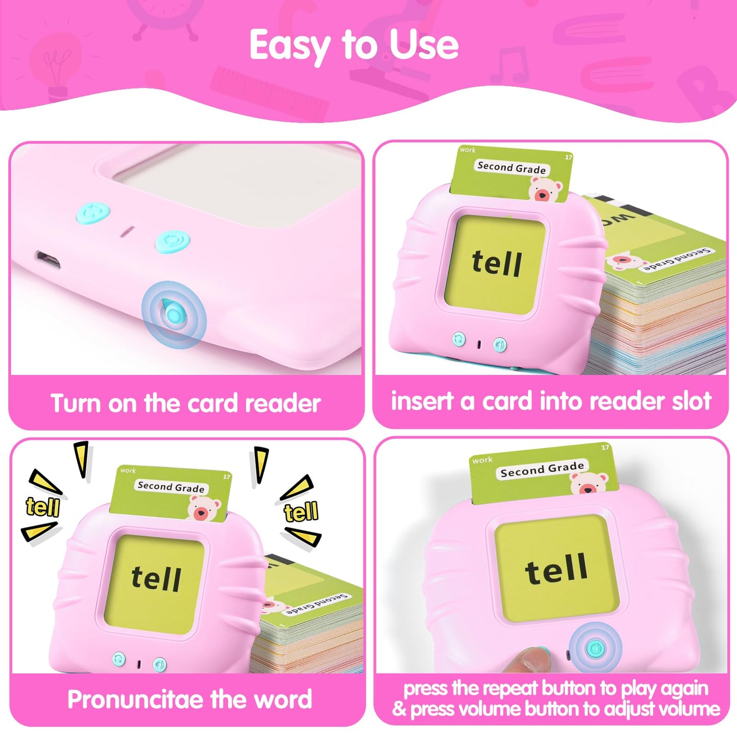 Qutz Abc Flash Cards For Toddlers 2-4, Autism Toys, Speech Therapy Educational Cards With 272 Words For Boys And Girls