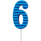 Papyrus Number 6 Birthday Candle, Blue Stripes (1-Count)