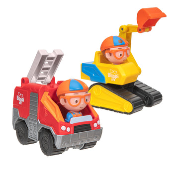 Blippi Mini Vehicle 2-Pack Bundle - Features Ice Cream Truck and Race Car, Each with a Toy Figure Seated Inside - Educational Ve