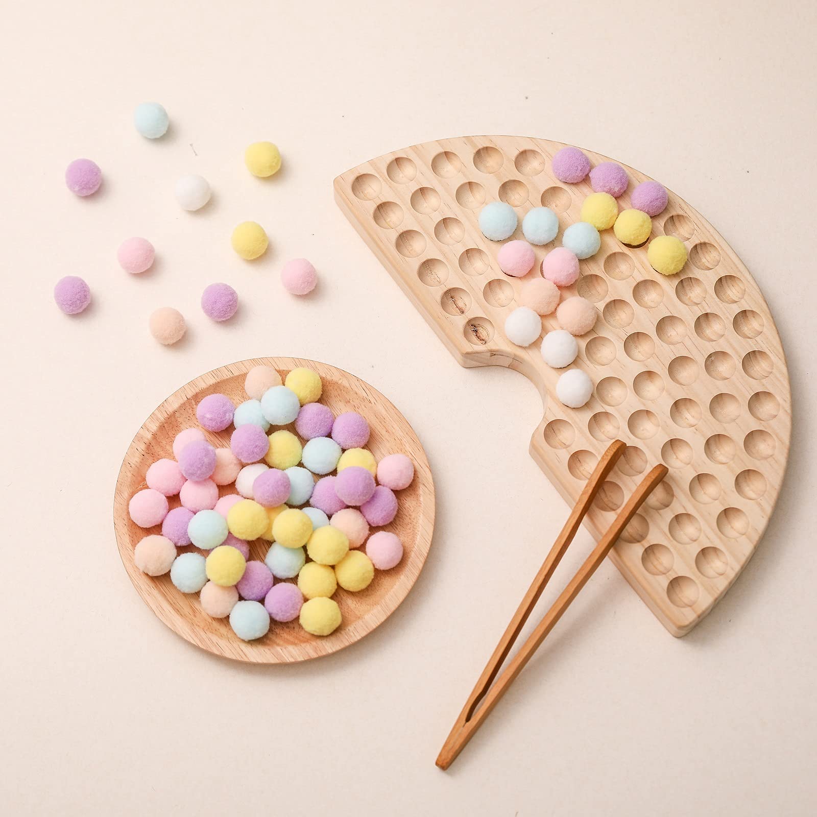 Ibwaae Wooden Peg Board Beads Game Color Sorting Toys Counting Matching Game Bead Counting Fine Motor Skill Montessori Toys For 