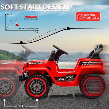 Hetoy Kids Ride On Truck Car, 12V Battery Powered Electric Vehicle Toy W/Parent Remote Control, Spring Suspension, 3 Speeds, Led
