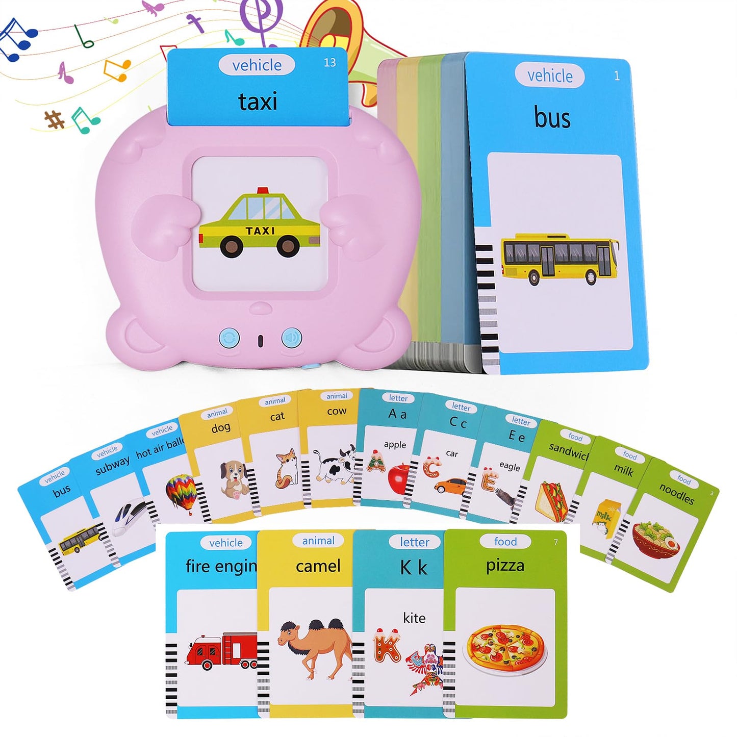 Talking Flash Cards Toddler Toys Pocket Speech For Toddlers 1-3, Talking Learning Flash Cards Educational Toys Sensory Toys Gift For Boys And Girls (510 Sight Words-Bear Pink)