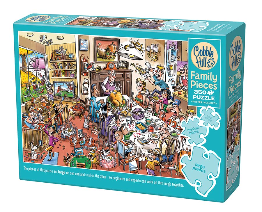 Cobble Hill Family Piece's 350 Puzzle - Thanksgiving Togetherness - Sample Poster Included
