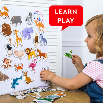 40 Fridge Magnets For Toddlers - Zoo And Farm Kids Magnets For Fridge - Toddler Magnets For Refrigerator - Magnetic Animals - Fridge Magnets For Kids - Animal Magnets - Toddler Fridge Magnets
