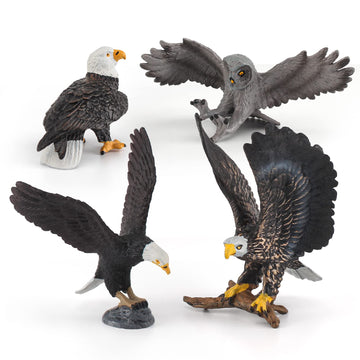 WONWONTOYS Forest Wildlife Bird Toy Set - Eagle Owl, Bald Eagle, Table Decorations, Christmas Scene, Cake Decoration, Children's