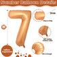 Number 7 Balloon For Boys, Giant Orange Self Inflating Number 0-9 Set Decor For Girls, 40 Inch Foil Helium 7 Balloon For 7Th Bir