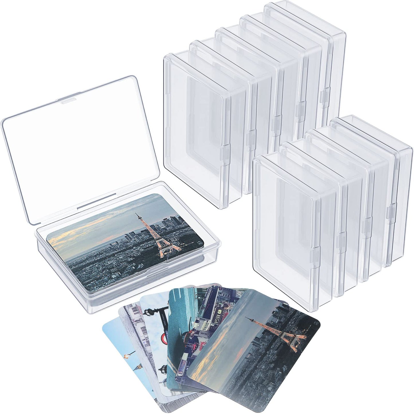 Queekay 36 Pieces Playing Card Box Case Trading Card Storage Organizer 3.8 X 2.7 X 0.8 Inch Clear Case Empty Plastic Storage Box