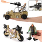26 PCS Army Men Helicopter Carrier Toys  Military Soldier Action Figures  Combat Truck  Motorcycle  Jumbo Transport Aircraft with Lights & Sound   Accessories Playset for Kids Boys