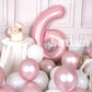 Suwen 40 Inch Pink Large 6 Number Balloons Big Foil Helium Number Balloons 0-9 Jumbo Happy 6Th Mylar Birthday Party Decorations