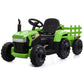 Tobbi 12V Battery-Powered Toy Tractor With Trailer And 35W Dual Motors,3-Gear-Shift Ground Loader Ride On With Led Lights And Usb Audio Functions, Green