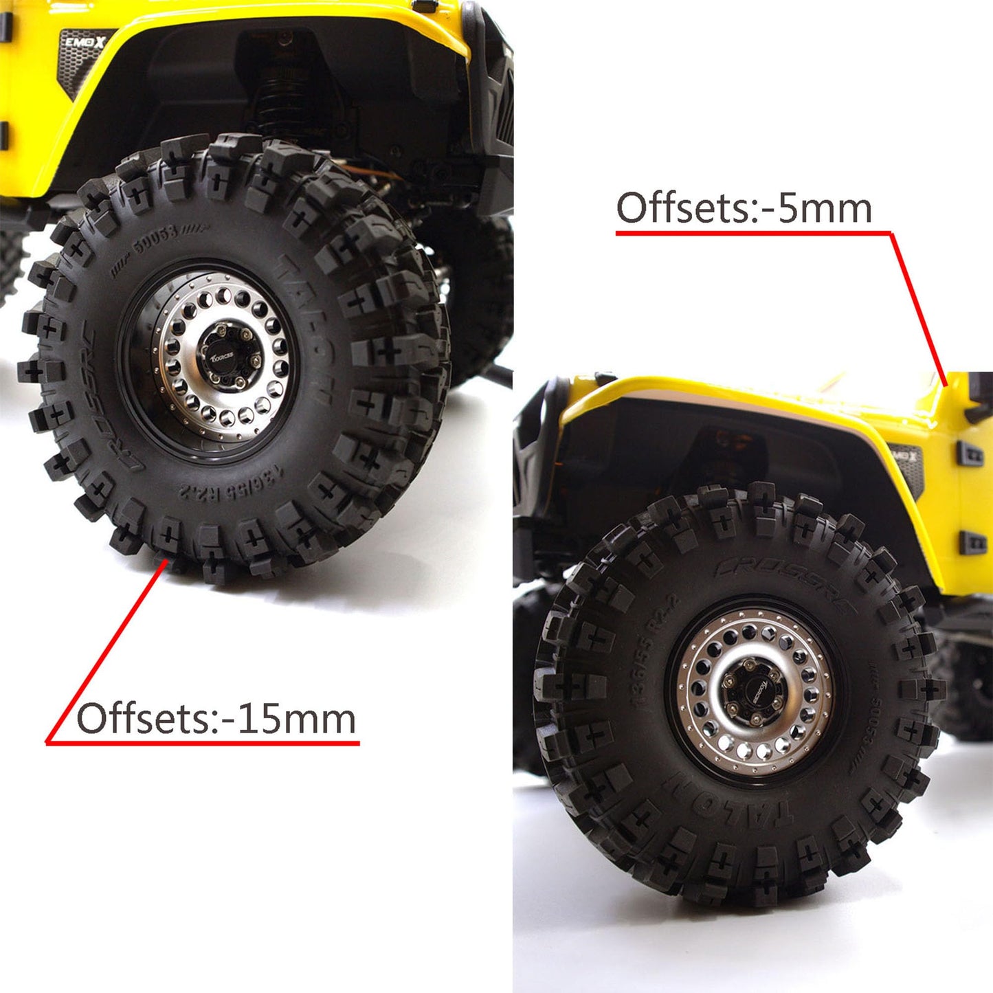 Txxrcss Adjustable 2 Offsets RC 2.2 Beadlock Wheels Rims Hub 1/10 Crawle Wheel Car Aluminum for Upgrades Remote Control SCX10 Ca