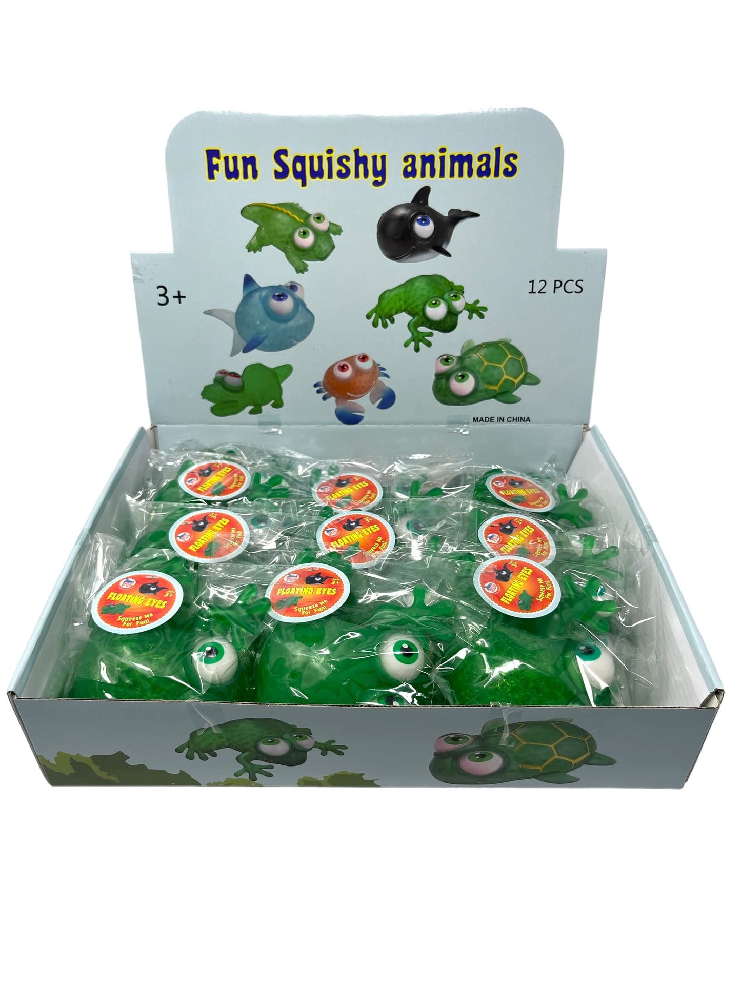 Warm Fuzzy Toys Full Case (12) Floating Eye Animal Squishy Frog | Funny Sensory Fidget Great For Party Favor, Prize Box, Pta Carnival Or School Fundraisers