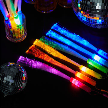 Zhanmai 24 Pieces Upgraded Glow Fiber Wands Sticks Led Light Wands Fiber Optic Wands Led Flashing Sticks Glow Flashing Wands Fiber Optic Wands For Wedding Party Favors(Mixing Color)
