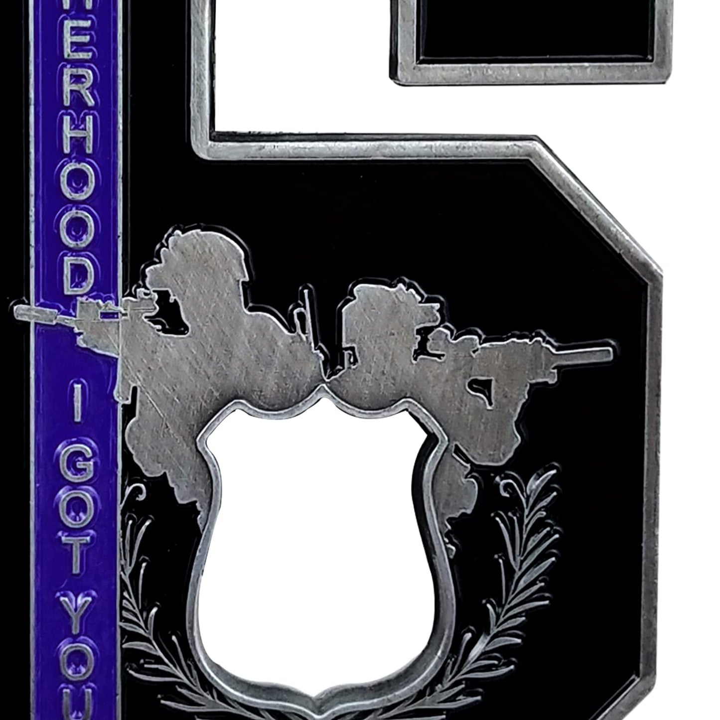 The Blue Line Challenge Coin Police Officer Law Enforcement I Got Your Six-Brotherhood Black 2.7