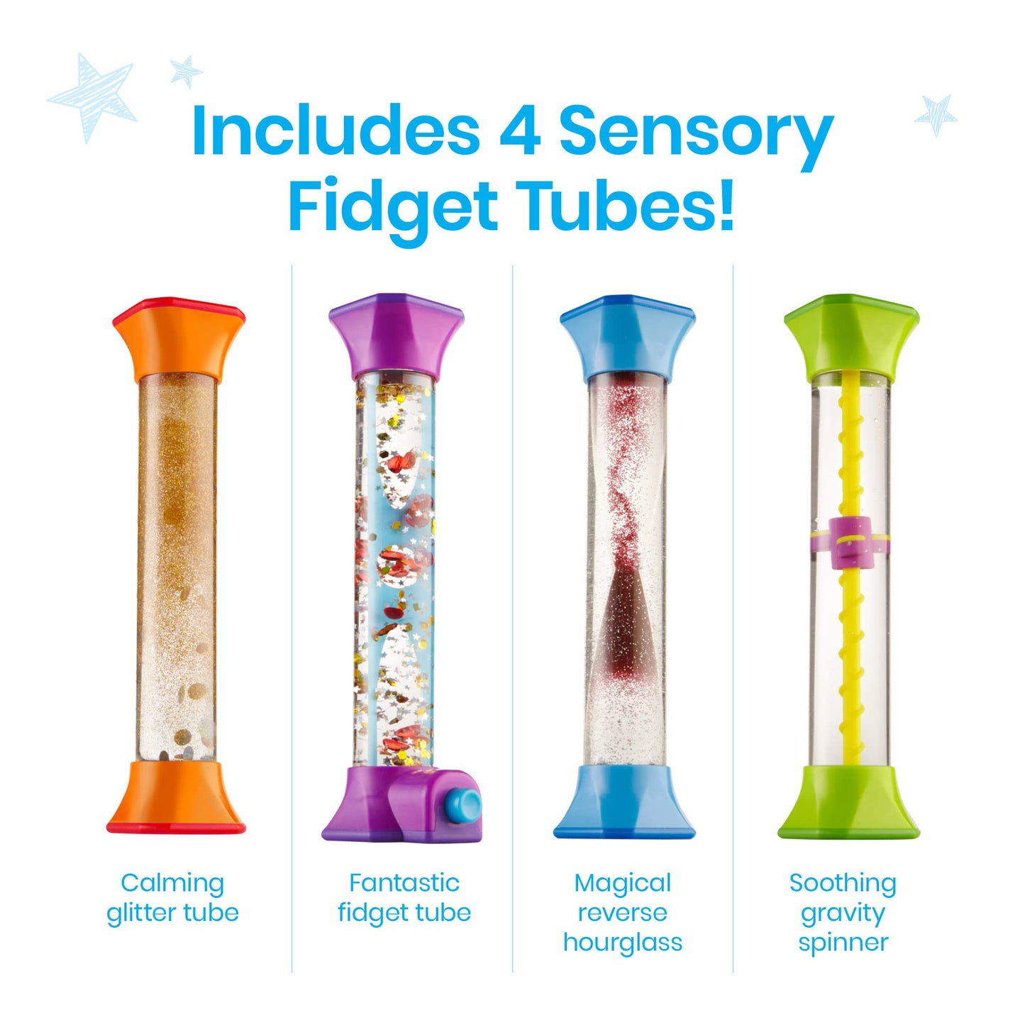 Hand2Mind Sensory Fidget Tubes, Calming Toys For Kids, Occupational Therapy Toys, Play Therapy, Stress Relief Toy, Comfort Items