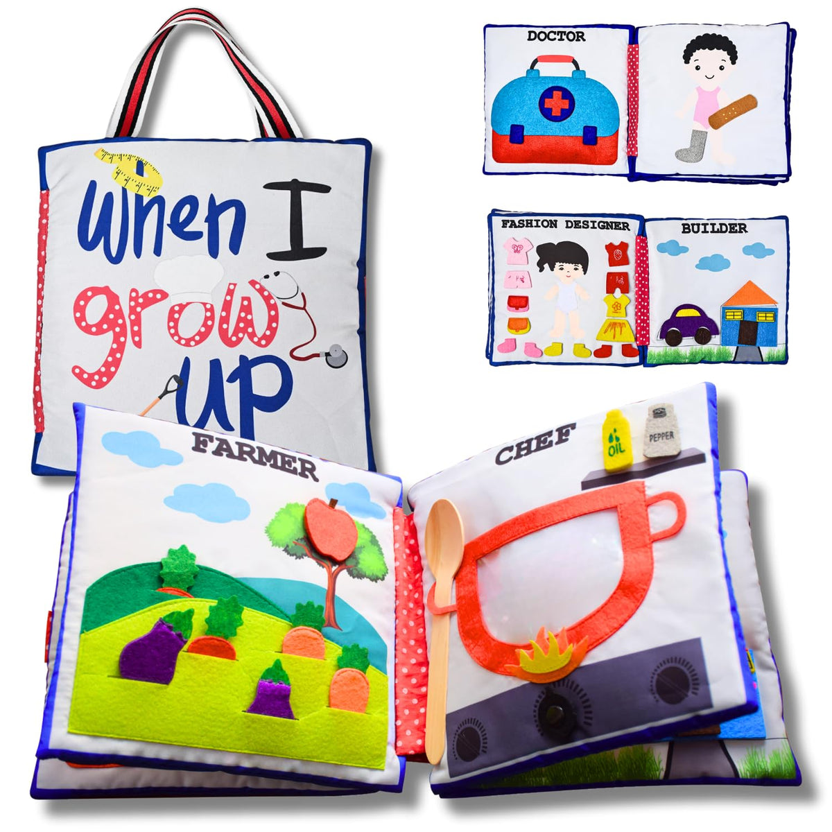 Seraphina Quiet Book For Toddlers Age 1234 | Learn About Various Professions Through Pretend Play | For Sensory Play & Educat