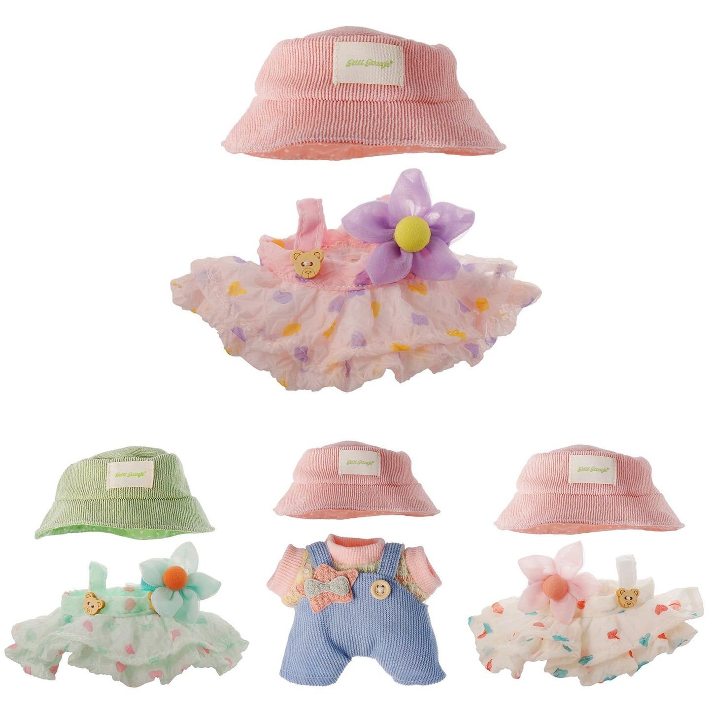 Clothes for Labubu  Skirt Set for Labubu Doll  2 Piece Set Hat Skirt Outfit enhanced Fashion Cute Dress for Labubu Dolls Accessories (NO Doll) (Pink)