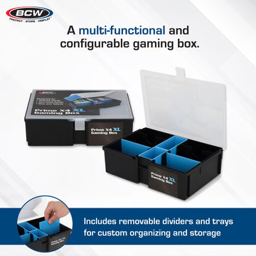 Bcw Prime X4 Xl Gaming Box | Playing Card Storage Box For Decks And Game Accessories, Includes Removable Dividers And Dice Trays