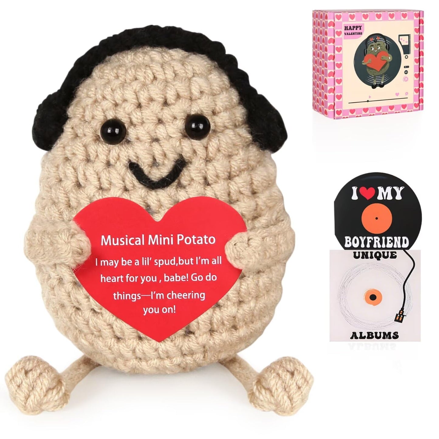 Vermeyen Valentine'S Positive Potato Crochet Dolls Positive Potato Gifts,Mini Positive Potato