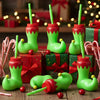 Hoolerry 12 Pack Christmas Elf Boot Cups with Lids and Straws Bulk 10 oz Santa Elf Boot Plastic Cups for Kids Novelty Party Supp
