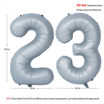 40 In Matte Gray Number Balloons Helium Foil Mylar Balloon Birthday Party Banquet Decoration 23