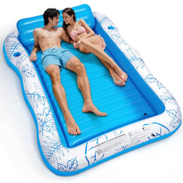 Inflatable Adult Pool Lounger Float - Baiai Extra Large Beach Sun Tanning Floats Raft Sunbathing Water Lounge Floaties Tub With