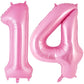 Pink Number 14 Balloon, 40 Inch Big Large Foil Helium Number Balloons, Giant Mylar Number 14 Balloons For 14 Years Old Birthday