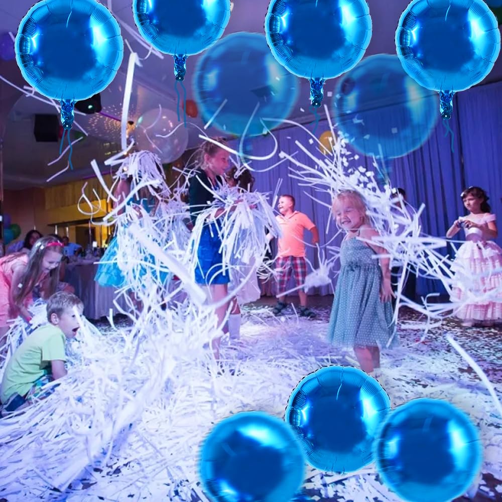 TONIFUL 30Pcs 18 Inch Large Blue Round Shape Foil Balloons Big Blue Circle Helium Mylar Ballons for Birthday Wedding Baby Shower