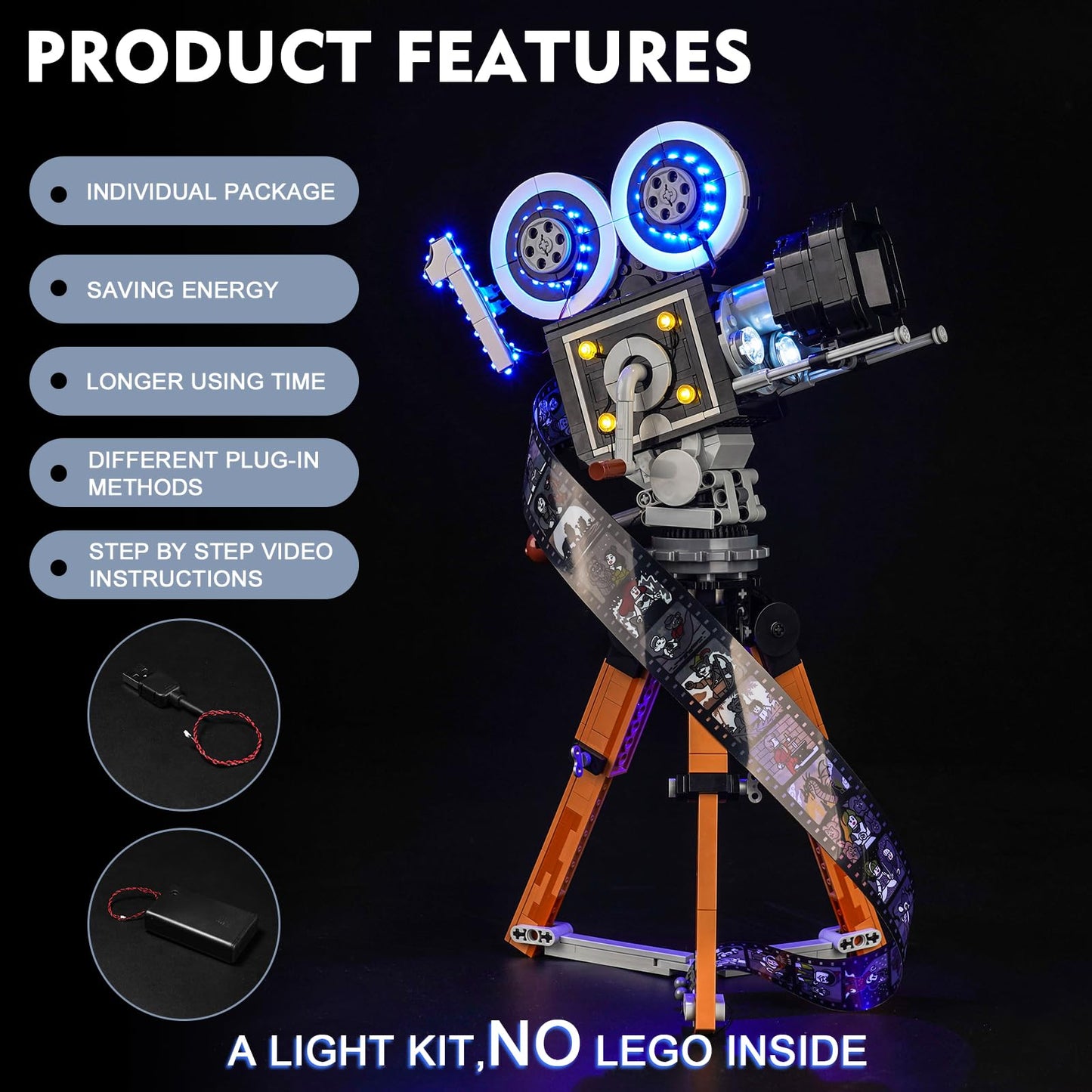 Brickbling Led Light Compatible With Lego Walt Tribute Camera 43230, Light Control Version Lighting Kit Compatible With Lego Cam