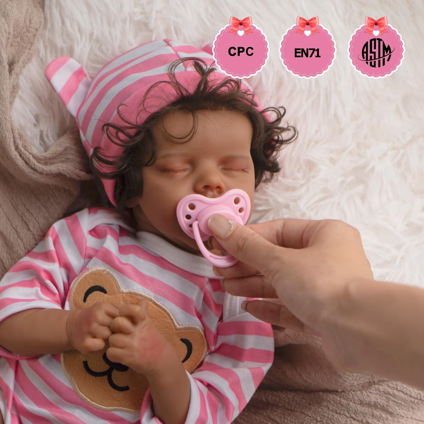 Jirachi Realistic Reborn Baby Dolls, Silicone Soft Body Real Life Baby Girl, Black Lifelike Reborn Babies With Feeding Kit & Gift Box For Kids Age 3+