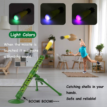 Abcaptain Mortar Launcher Military Blaster Toys Playset Soft Foam Rockets Missile Shooting Game For Kids Boys Girls & Adults