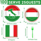 100 Pcs Italian Flag Plates And Napkins Party Supplies Italy Flag Party Tableware Set Italian Flag Red White And Green Party Dec