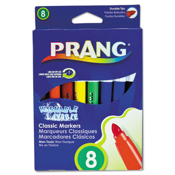 Prang 80680 Washable Markers, Eight Assorted Colors, 8/Set