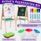 Blue Squid Art Easel for Kids Including 100+ Accessories - Double Sided Adjustable Wooden Painting Easel with Magnetic Chalk Boa