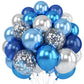 Blue Silver Balloons Set, 12 Inch Blue And Silver Balloons Dark Blue Party Balloons Metallic Blue Silver Latex Balloons Baby Blu