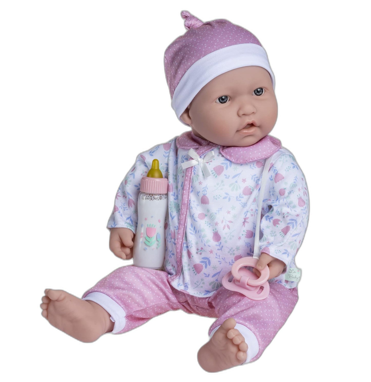 Jc Toys La Baby Caucasian 20-Inch Small Soft Body Baby Doll | Washable |Removable Pink Floral Outfit W/ Hat, Pacifier & Magic Bottle | For Children 12 Months +