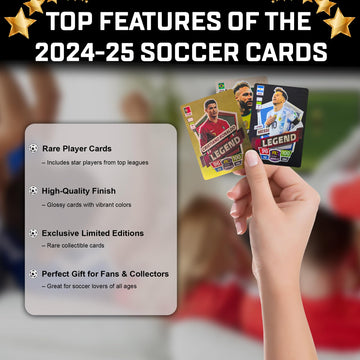 Soccer Trading Cards 2024-25 | 3 Packs - 33 Collectible Football Cards For Fans & Players Black, Gold & Silver Soccer Mystery Ca