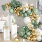 MEBAY Balloon Garland Arch Kit - 146Pcs Latex Balloons in Sage Green, White & Gold for Birthday, Baby Shower, Wedding Decorations