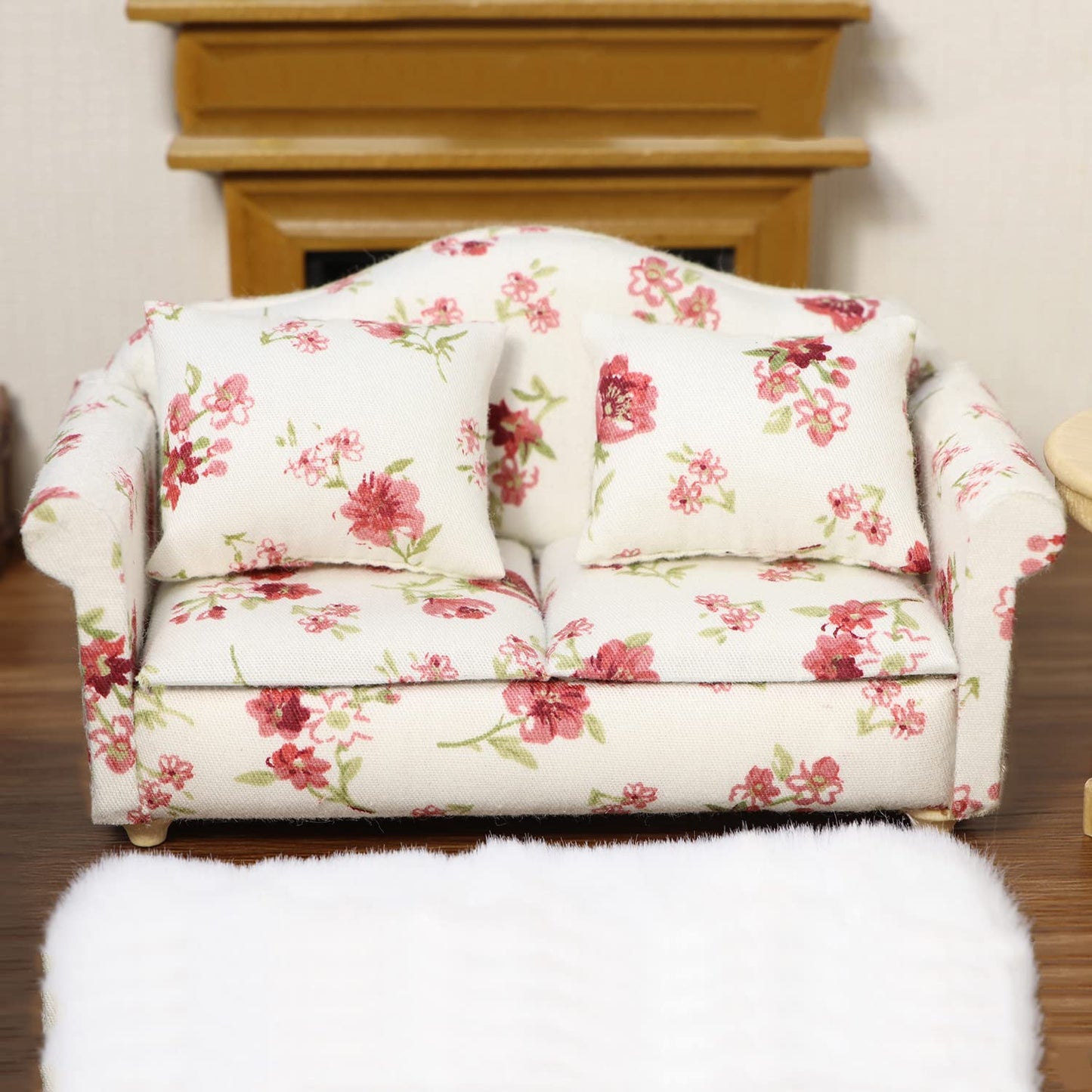 Dollhouse Couch Miniature Sofa With Pillows Dollhouse Living Room Funiture 1:12 Model 3 Pcs High Simulation Upholstered Armchair
