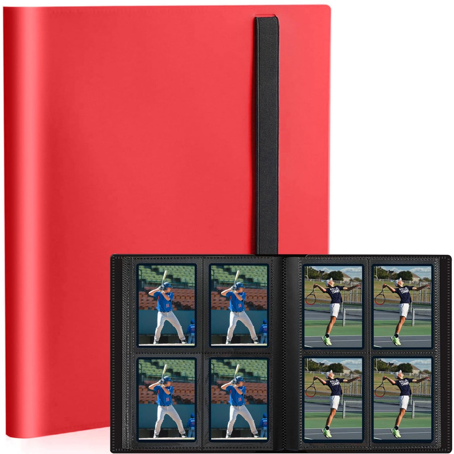 Card Binder  Small Card Album with PP Waterproof Pages  4 Pockets Trading Card Binder  Holds 160 Standard Cards  for TCG  MTG Collections Sports Cards Binder (Red)