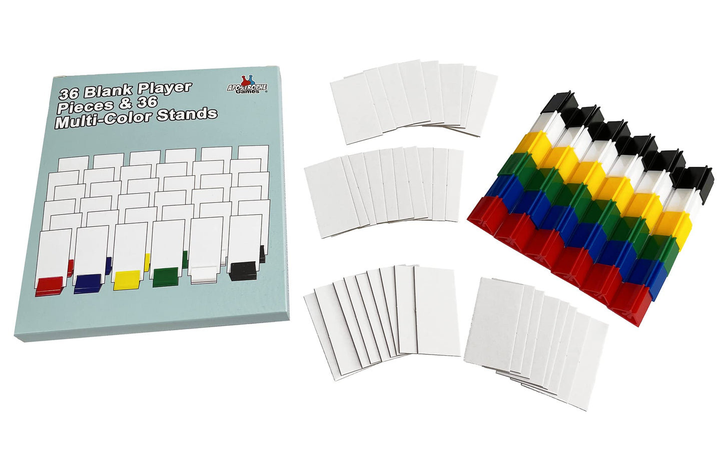 Apostrophe Games 36 Pack Blank Board Game Player Stands, Multi Color Engineered Wood Accessories