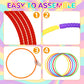 Sratte 6 Pcs Exercise Hoop Detachable Adjustable Plastic Hoops Snap Together Toy Hoop Color Playground Toys For Girls And Boys Party Games, Sports, Exercise, Dog Training (Stylish Colors,28 Inch)