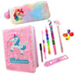 Neel Pack Of 12 Stationery Unicorn Fur Diary A5 Size With Ruled Pages, Pencil Pouch & Stationery Pen, Pencil Erasers Scale Schoo