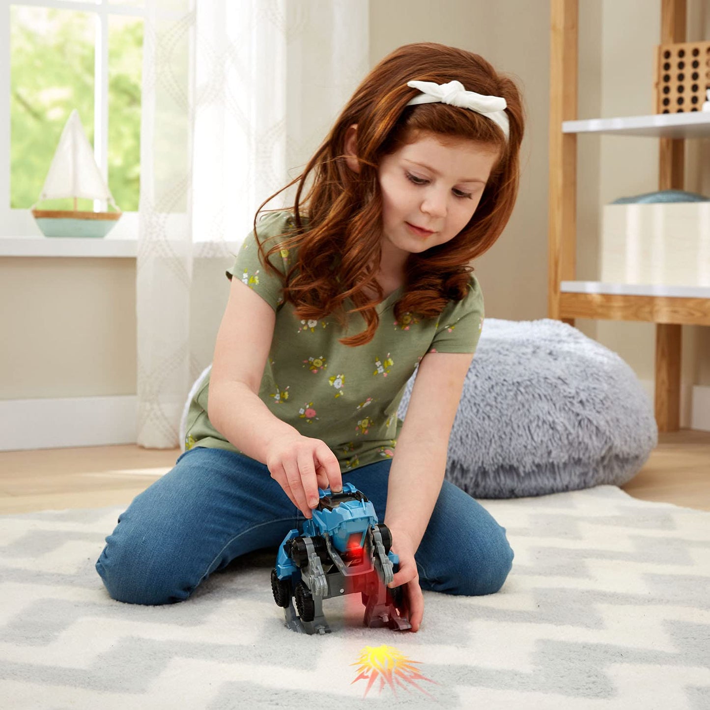 VTech Switch and Go Race Car - Velociraptor Model, Blue with Grey Color, Fun Transforming Toy for Kids